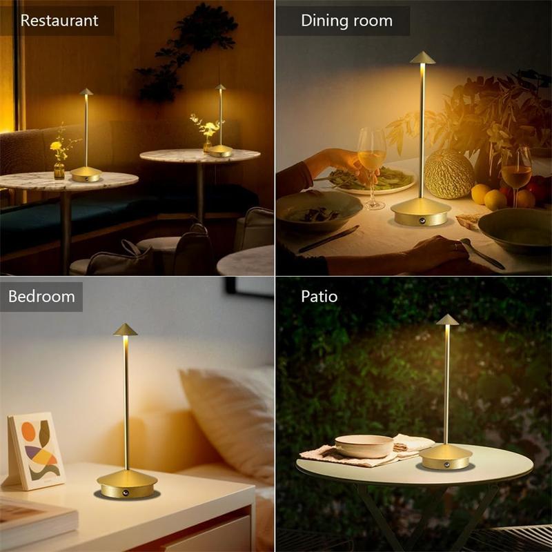 Kabellose Tischlampe 5000mAh Wiederaufladbarer Akku LED Schreibtischleuchte Tragbar Touch-Steuerung 3 Farben Dimmbar Für Schlafzimmer Terrasse Außenbereich