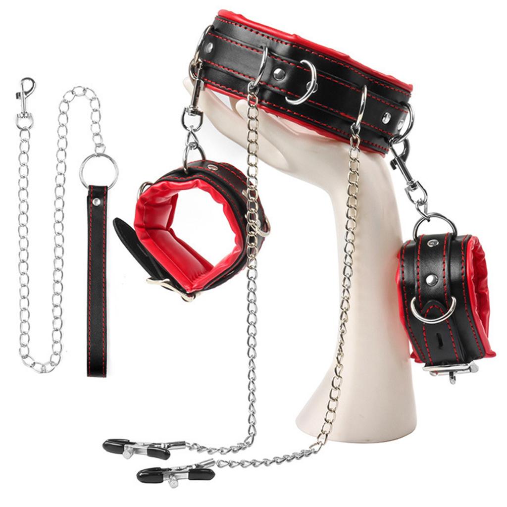 Sex Toy Bondage Gear Set Couple SM Slave Nipple Clamp Handcuffs Collar Leash Sextoy Hand Restraint 18+ Adult Sex Product