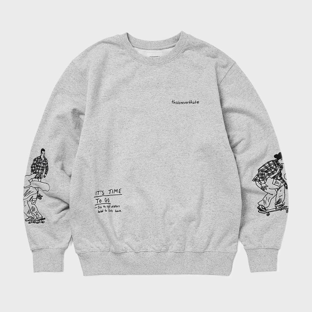 ThIs Is Never That Sketch Embroidery Crewneck Heather Grey S