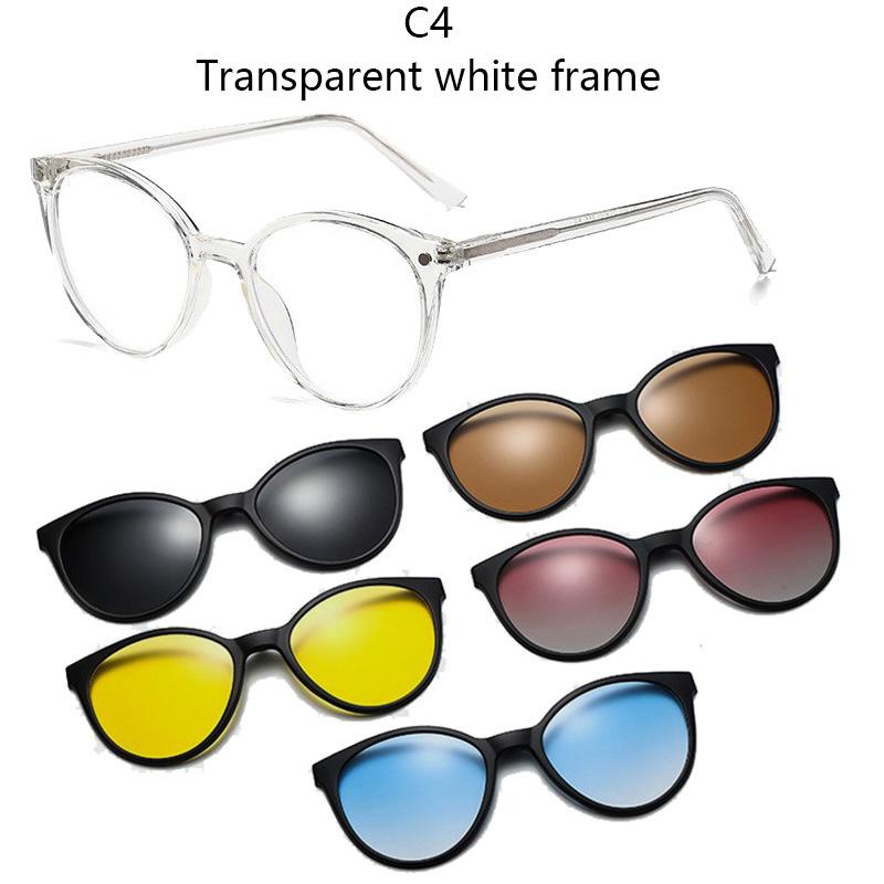 

1207 Магнитные Очки Ретро Вставные Солнцезащитные Очки Мужские Женские Клипсы на Очки Очки для Близорукости Пружинные Дужки 6 IN 1