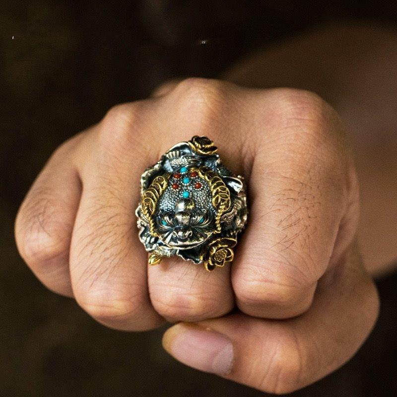 New Ring Engraved Pixiu Vintage Gift for Men and Women Decorated Open Ring
