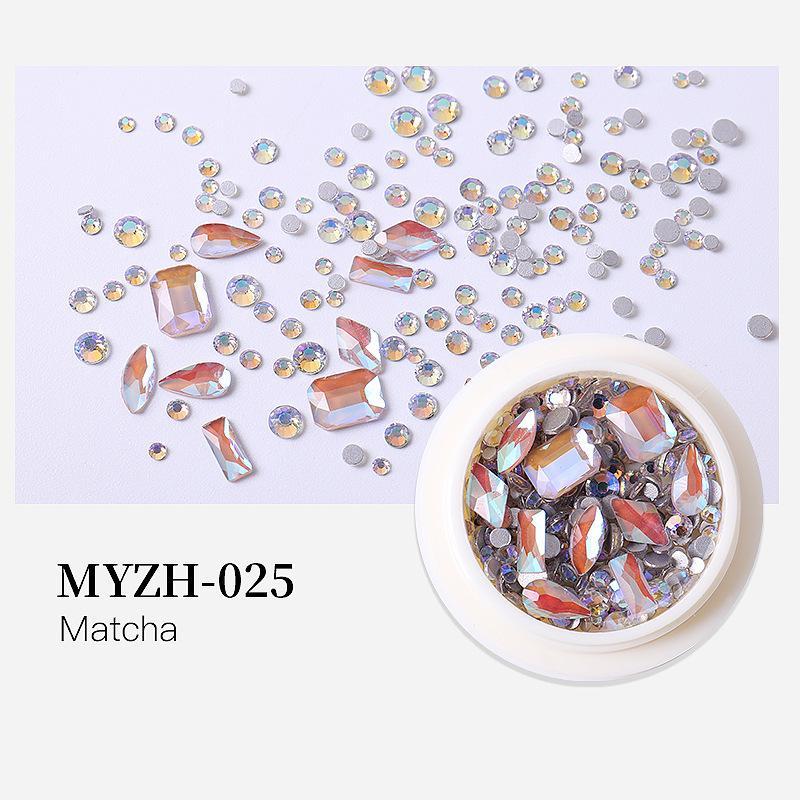 Round Box Nail Art Jewelry Glass Round Diamond Special-Shaped Diamond Flat Bottom Diamond Nail Art Diamond Jewelry Mixed
