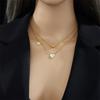 Titanium Steel Layered Necklace with Heart Pendants