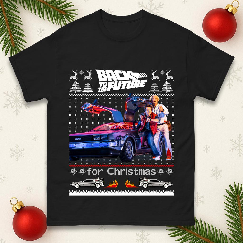 Back To The Future Christmas TShirt Funny Xmas Outfit Festive Tee Shirt Unisex