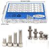 850 PCS Stainless Steel Hexagon Nut and Bolt Combination Set - Including Flat Washer Wrench - M3, M4, M5, M6 Hexagon Head, 4 Spe