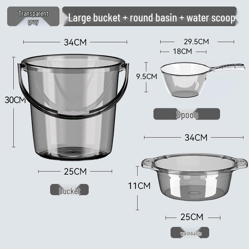 Förtjockad Transparent Plasttunna med Lock: Hushållsvattenförvaring, Tvätt- och Studentrums-användning