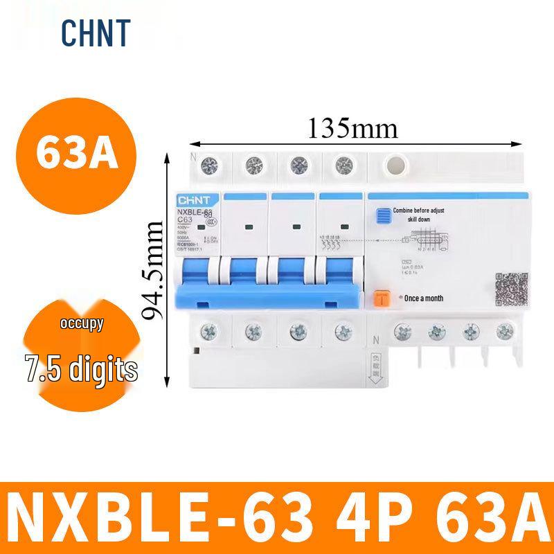 Chint Leakage Protector Circuit Breaker: 2P, 1P3P+N, 4P with Leakage Protection (32A, 20A, 40A, 63A) Air Switch