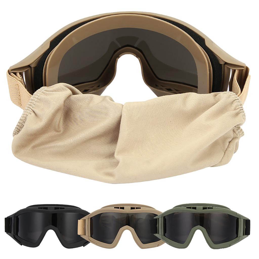 Military Standard Goggles Ergonomic Polycarbonate Lens with 2 Extra Lenses (3 Colors) Adjustable Buckles Comfor
