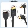 50cm Left Angled DP2.1 Male to Female Adapter Cord 54Gbps 16K 30Hz DisplayPort Extension Cable