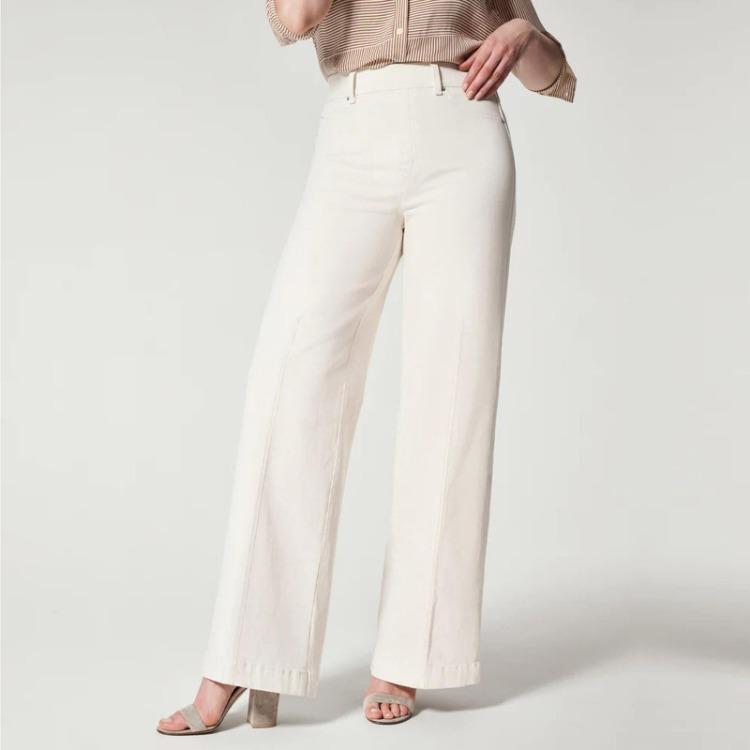 Seamed Front Wide Leg High Waist Baggy Jeans for Women Stylish Stretch Fit Straight Leg Vintage Indigo Lounge Pants