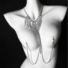 Crystal Rhinestones Fringe Body Chain Necklace Stylish Bra Chain Fashion Neck Jewelry Piece For Evening Event