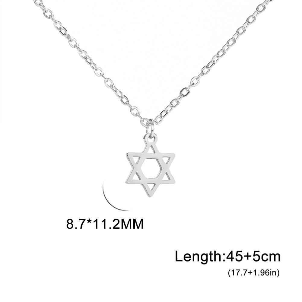 Teamer Israel Map Star of David Pendant Necklace for Women Men Jewish Stainless Steel Necklace Ethnic National Jewelry