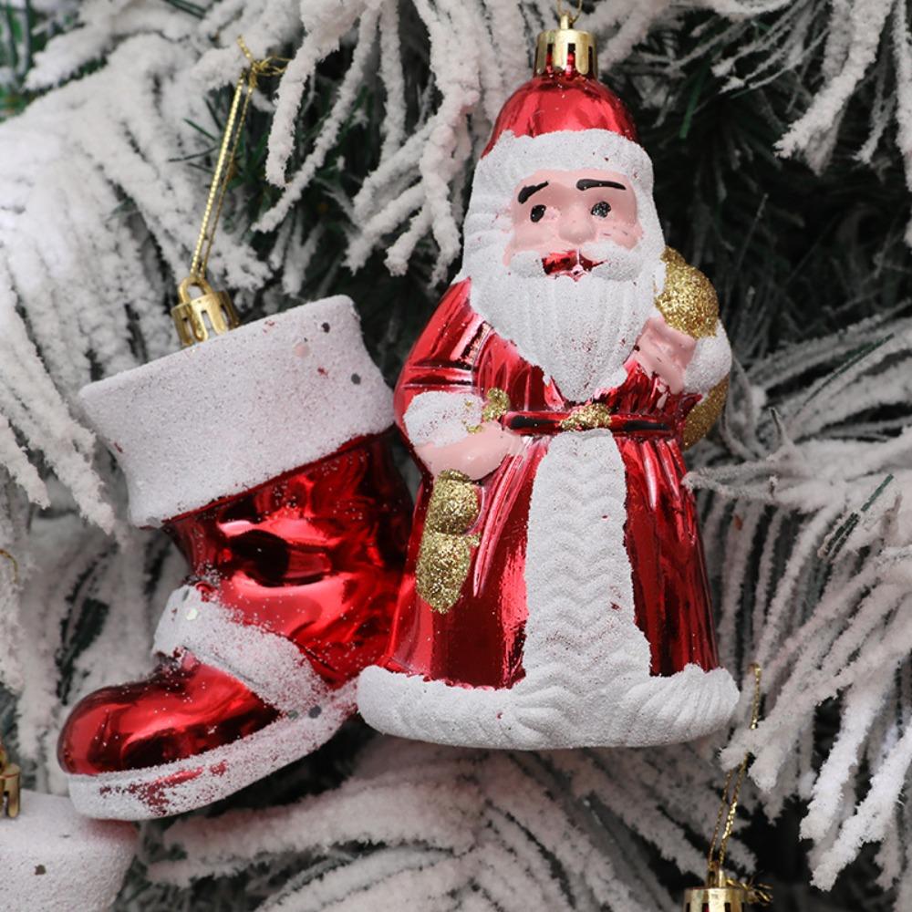 Santa Claus Christmas Tree Ornament Plastic DIY Crafts Painted Christmas Gifts Boxes Pendant New Year Hanging Ornament