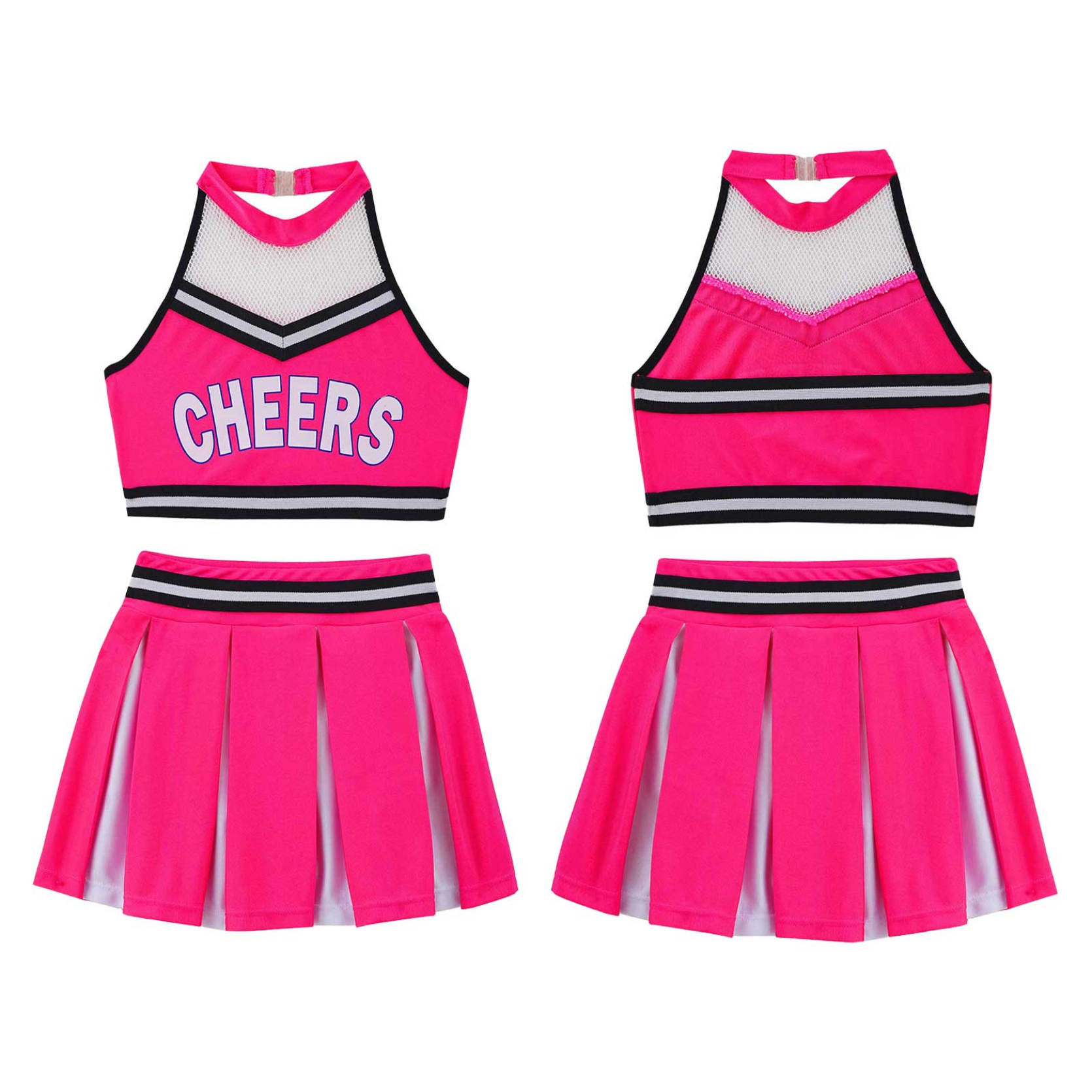 

Школьный костюм для девочек Cheer Leader, униформа, детский укороченный топ для черлидинга с клетчатой ​​юбкой, наряд на Хэллоуин 7-8 Years горячий розовый