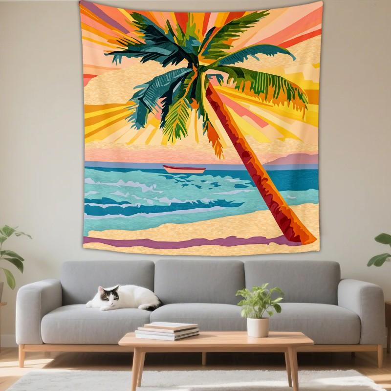 Boho Chic Wall Tapestry With Moon Phase Floral Starry Sky Design Bedroom Yoga Studio Decor