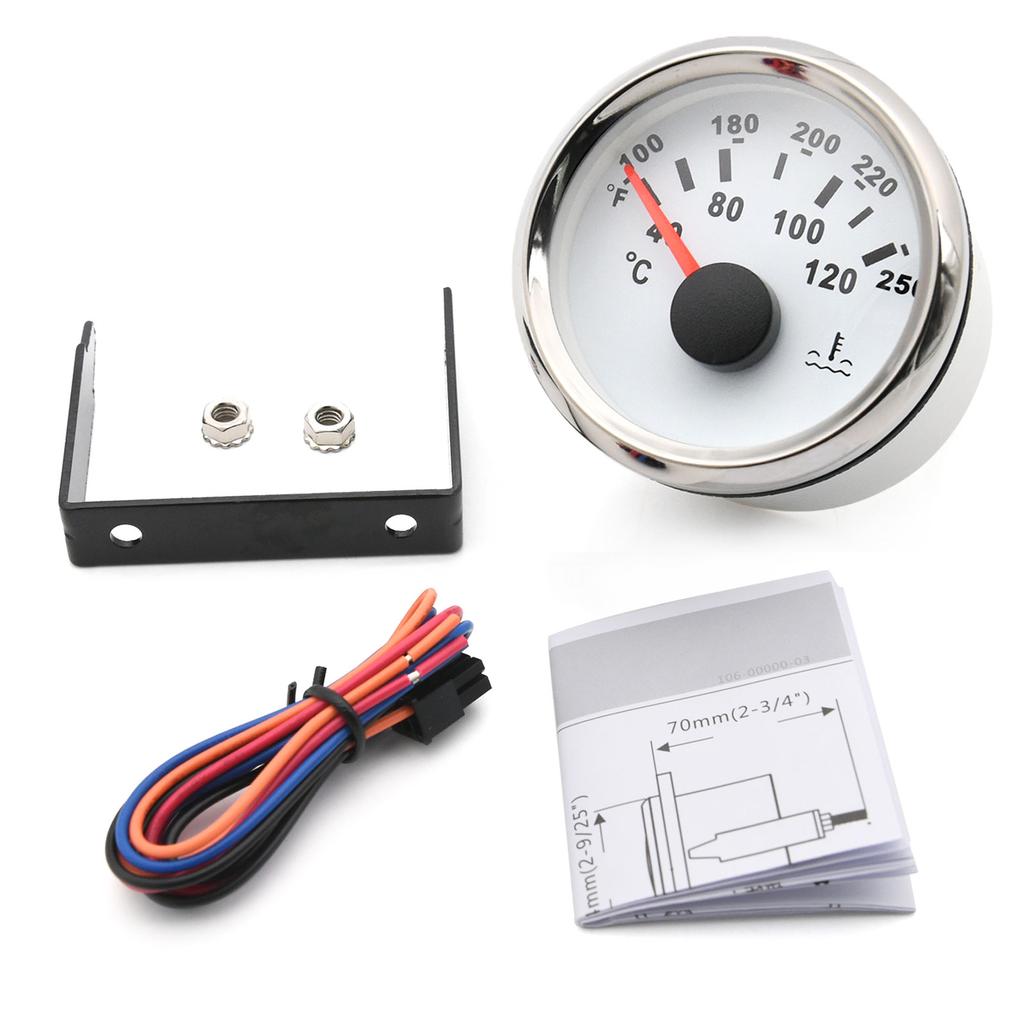 2"52mm Water Temp Gauge 40-120℃ 100-250 ℉ Water Temperature Meter Water Temp Indicator For Car Truck Boat Auto Accessories