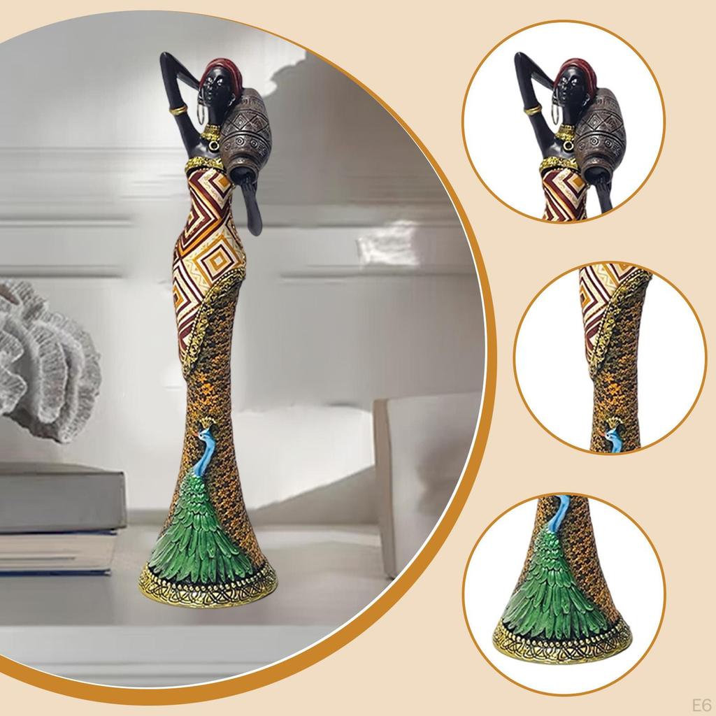 African Figurine Handmade Modern Statues and Sculptures Unique Women Statue for Office Shelf