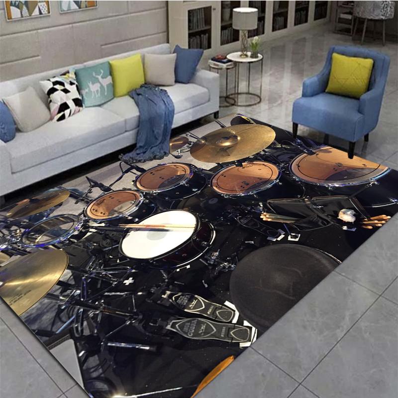 3D Drum Instrument Carpet, Living Room,bedroom, Sofa, Door Mat, Decorative Carpet, Drum Sound Insulation and Anti Slip Floor Mat