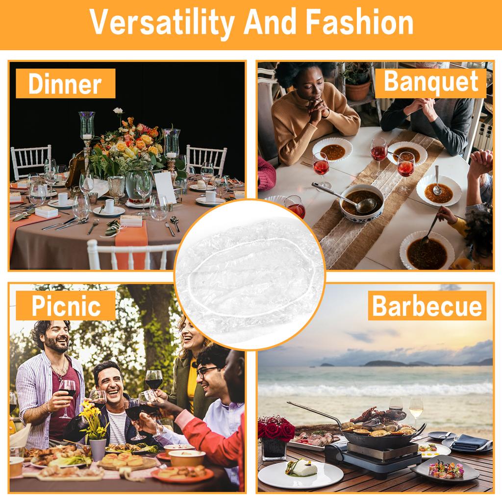 Round Tablecloth Elastic Transparent PVC Waterproof Oil-Proof Table Protector Cover Home Fitted Dinning Table Covers 3 Size