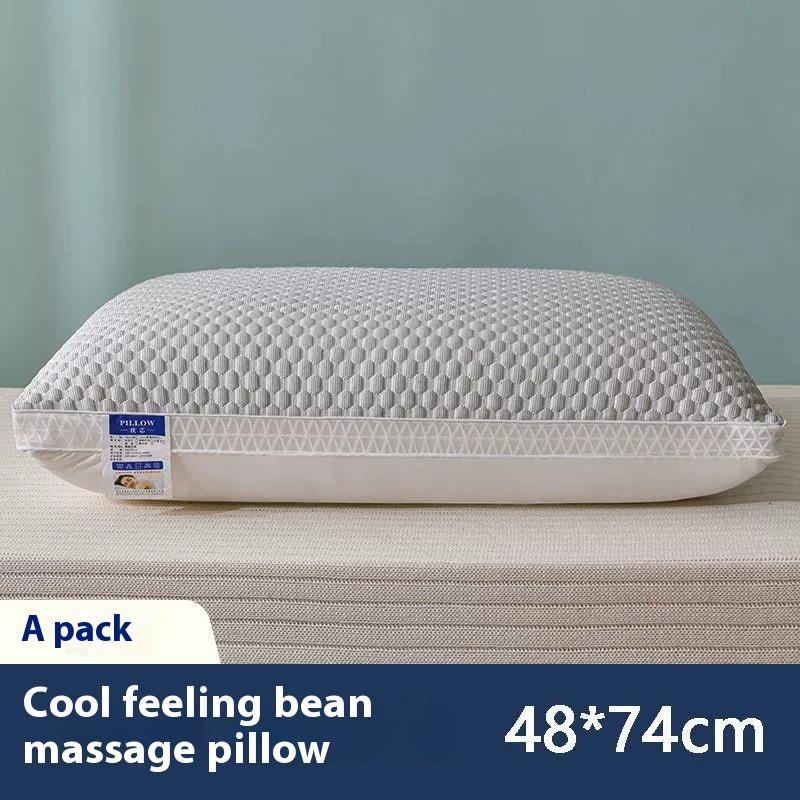 Oreiller Cervical de Massage en Tissu Fibre Soyeuse Glacée Rafraîchissante, Noyau d'Oreiller Aide au Sommeil, Sommeil Profond Adulte Usage Domestique, Oreiller Ménager Évacuant l'Humidité