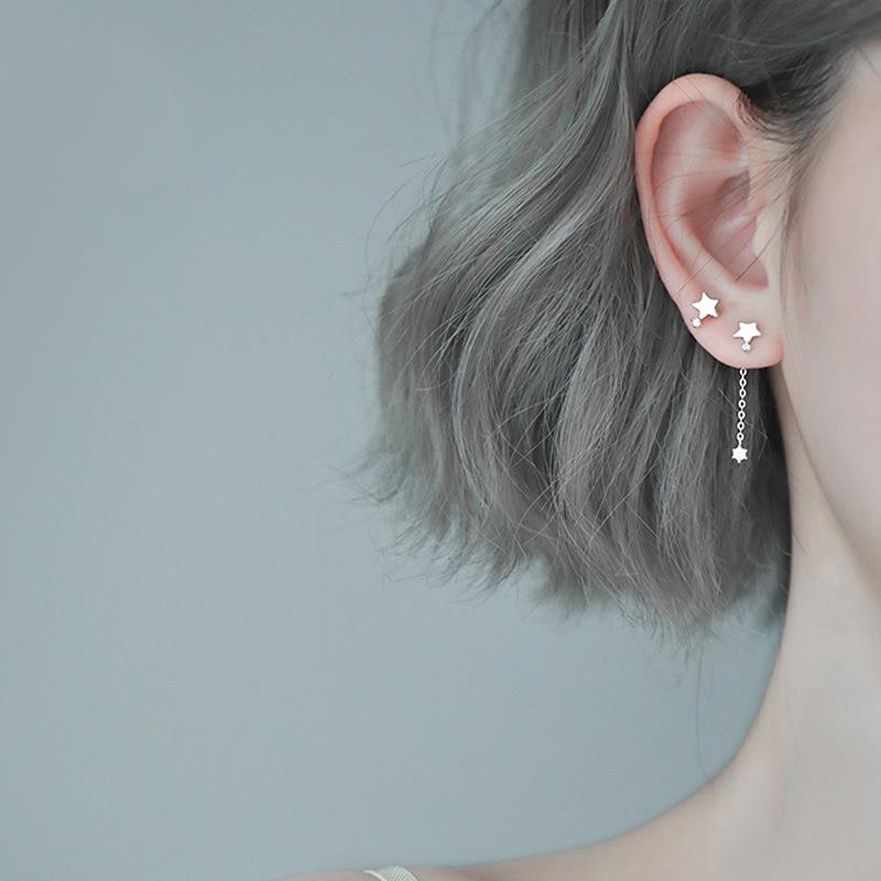 Boucles d'oreilles ins vent étoile frangées à clous boucles d'oreilles asymétriques simples pour femmes 20 boucles d'oreilles AB diamant flash pour femmes