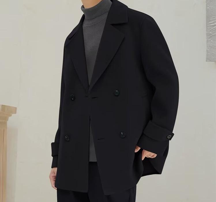 Men's Wool Trench Coat, Double-Sided, Mid-Length, High-End, New for Autumn/Winter.