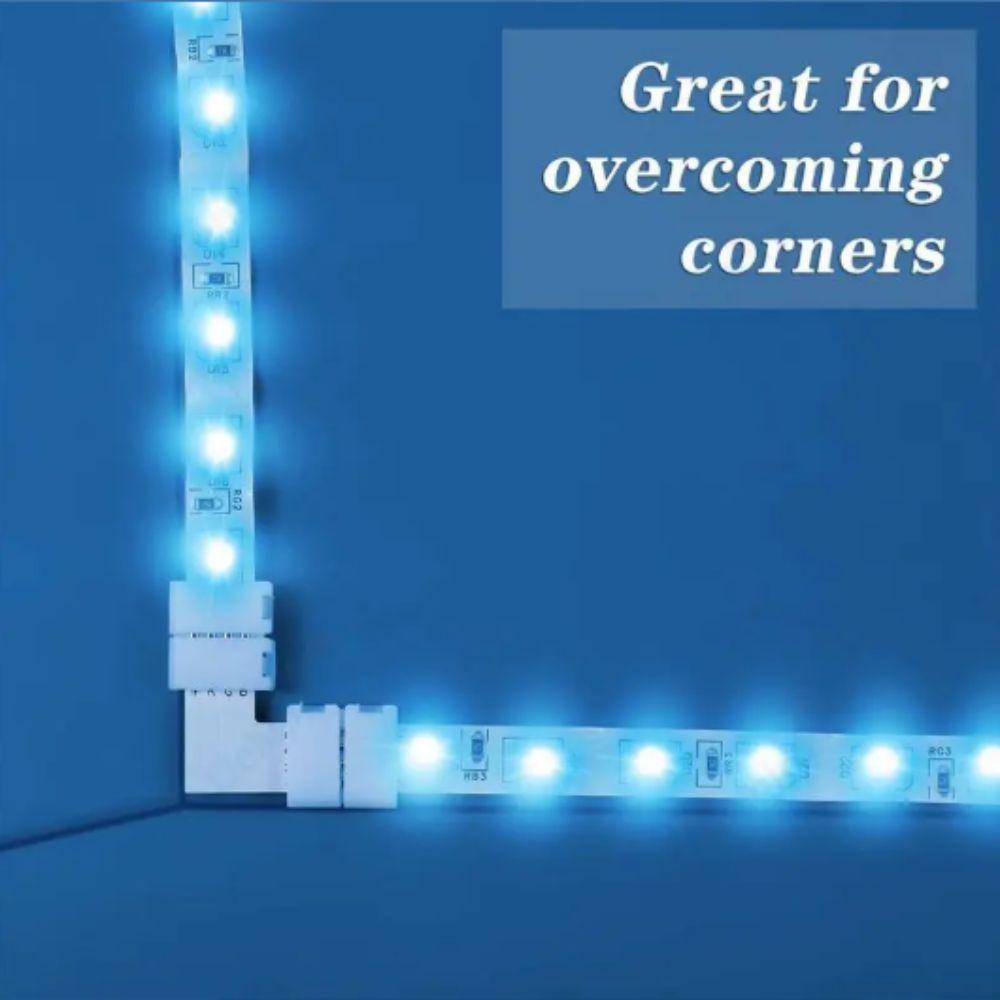 4Pin Design LED Strip Extension Connector 10mm Width PCB Connection Solderless LED Connector 5-24V Voltage Clip Installation