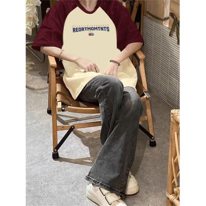 Frühlings- und Sommer-Neuheit T-Shirt aus reiner Baumwolle in großer Ausführung für Damen, lockeres lässiges Design, Raglanärmel, kurzärmeliges Oberteil