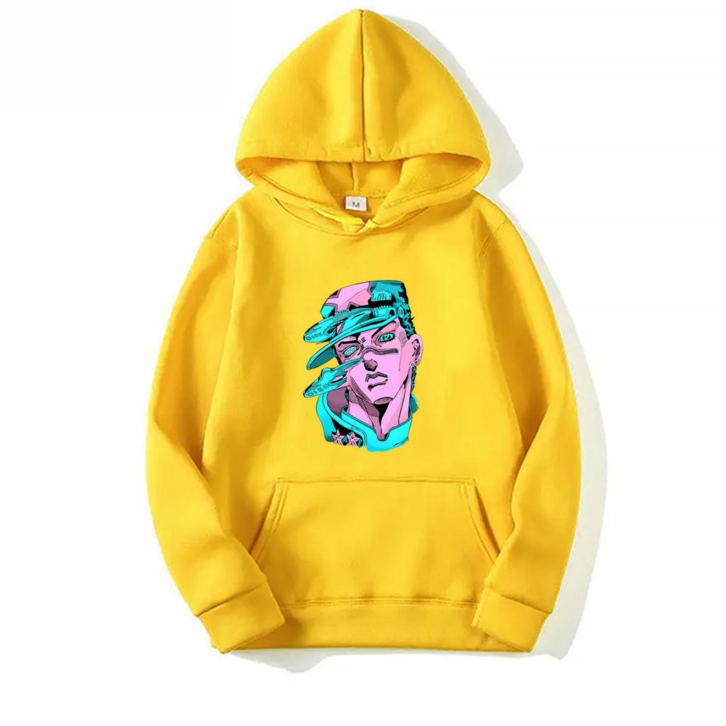Anime Jojo Bizarre Adventure Jotaro Kujo Head Graphic Hoodie Unisex Manga Vintage Oversized Streetwear Male Fashion Hoodies