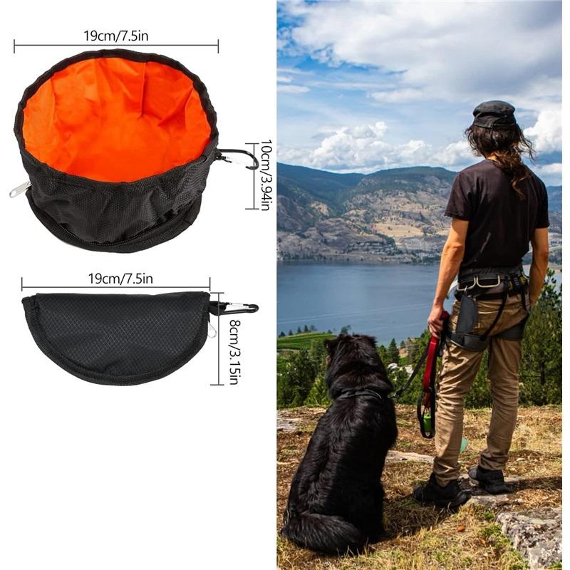 Collapsible Dog Travel Bowl Portable, Foldable Pet Food Water Bowl with Zipper, Lightweight 100g for Outdoor Camping