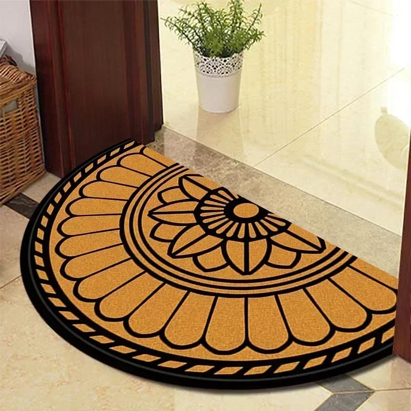 1PC Retro Door Rug Semi-circular Floor Mat Entrance Door Rugs Non-slip Absorbent Bathroom Mat Room Home Decoration Hogar Tapete