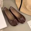 Fashion SUOJIALUN 2025 Spring New Brand Women Flat Shoes Fashion Split Toe Flat Ballet Shallow Slip On Female Casual Slip On Loafer Shoe