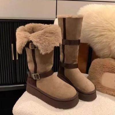 Thick-fur Snow Boots for Women, New Style, Versatile, Thick Fur, Heightening Shoes, Cotton Shoes