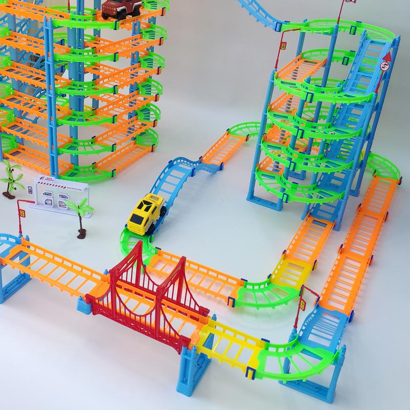 Seven-Layer Electric Train Track Toy: Educational Racing Car Assembly for Kids - Perfect Gift for Boys with Level-Crossing Feature