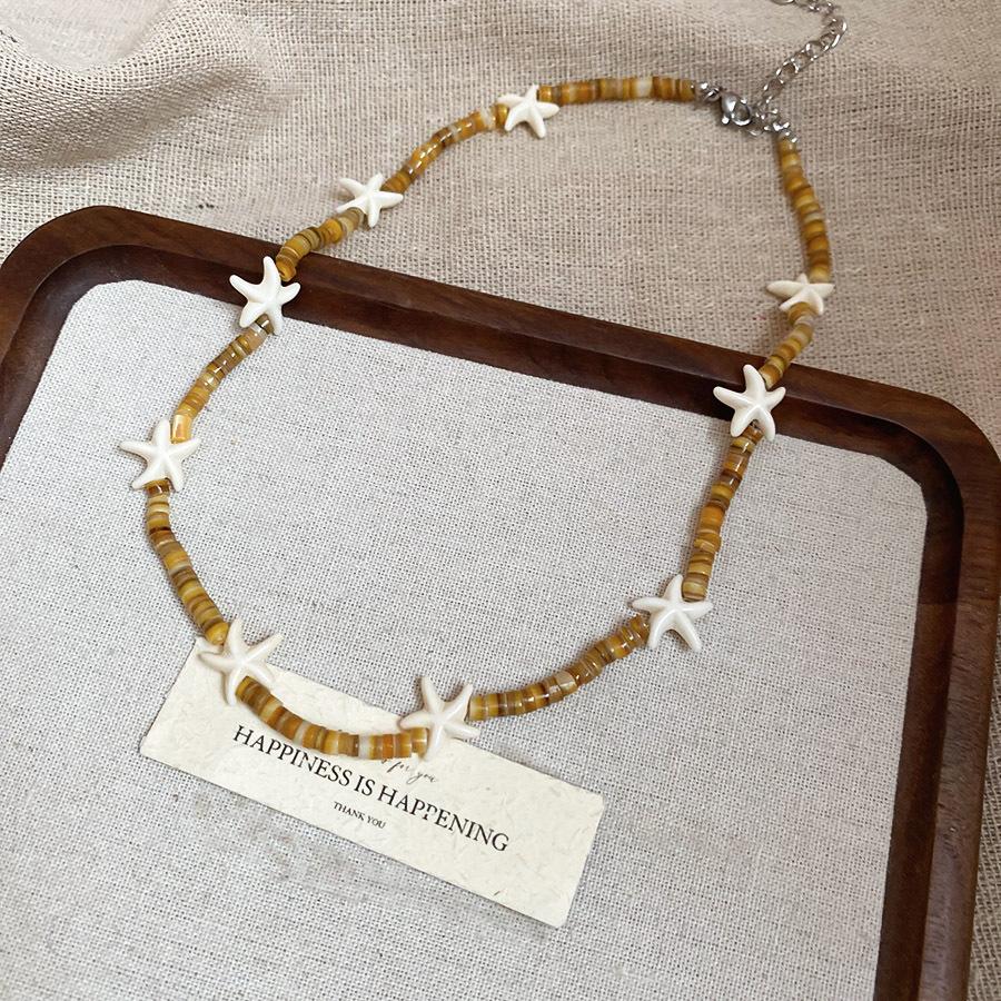 Summer dopamine stained glass crystal beaded necklace collarbone chain design sense niche item decoration