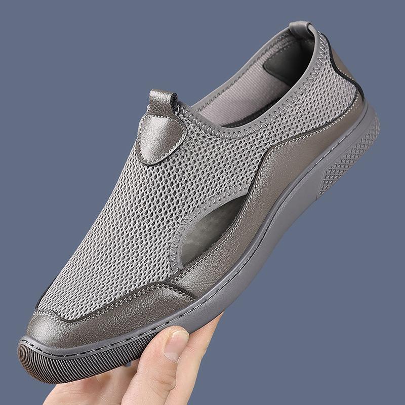 Handmade Men's Summer Sneakers Breathable Men Mesh Shoes Outdoor Casual Flats Comfortable Walking Treking Shoes Hollow Out Shoes