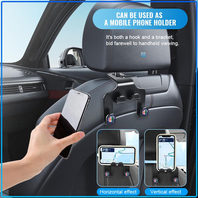 Car Seat Back Hooks Phone Holder Auto Portable Fastener Double Hooks For Alfa Romeo 147 159 Giulietta Giulia Mito Spider Alpha Nheadrest