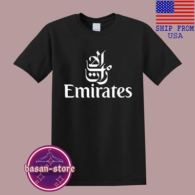 Emirates Airlines Luchtvaart Maatschappij Heren Zwart T-shirt Top Unisex