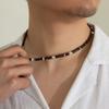 Wood Bead Splicing Necklace for Men Trendy High-End Bohemian Style Soft Ceramic Piece Collarbone Chain for Men