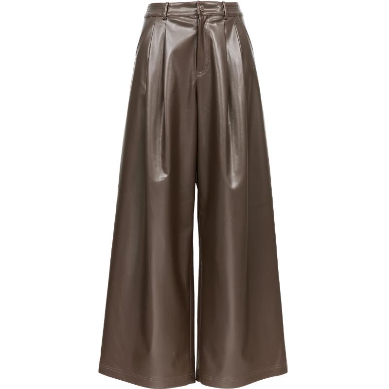 ONLY Women's 2025 Autumn Pleated PU Long Pants