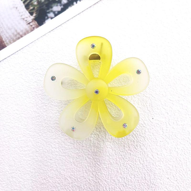 

Большая матовая заколка-краб в виде цветка - Заколка для волос в форме пятилепесткового цветка конфетного цвета жёлтый