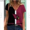 Summer V-neck 3D Football Team Printed Top Fashionable Casual Short Sleeved Women's T-shirts