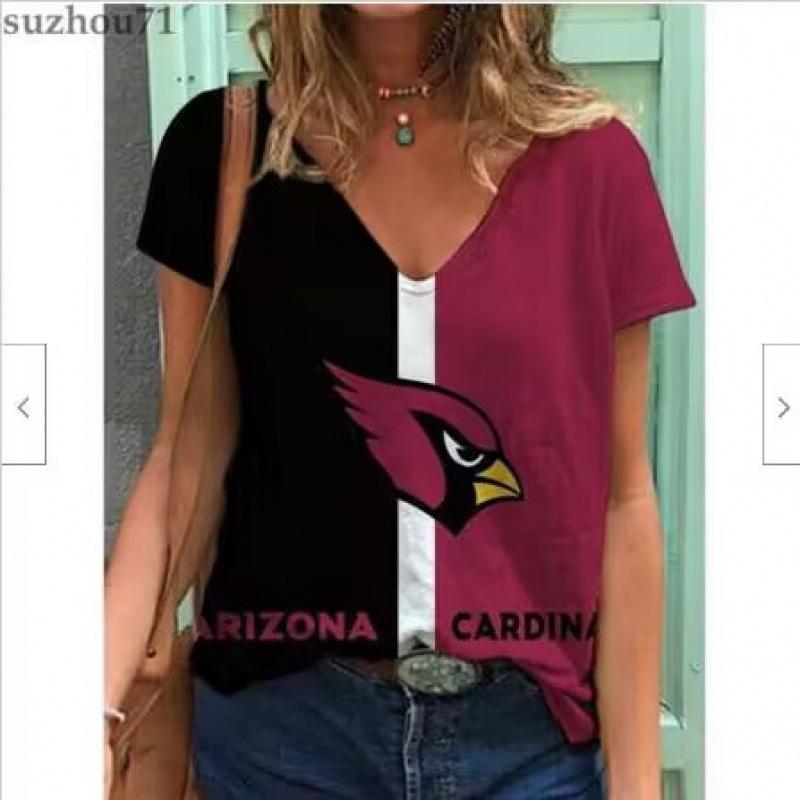Summer V-neck 3D Football Team Printed Top Fashionable Casual Short Sleeved Women's T-shirts