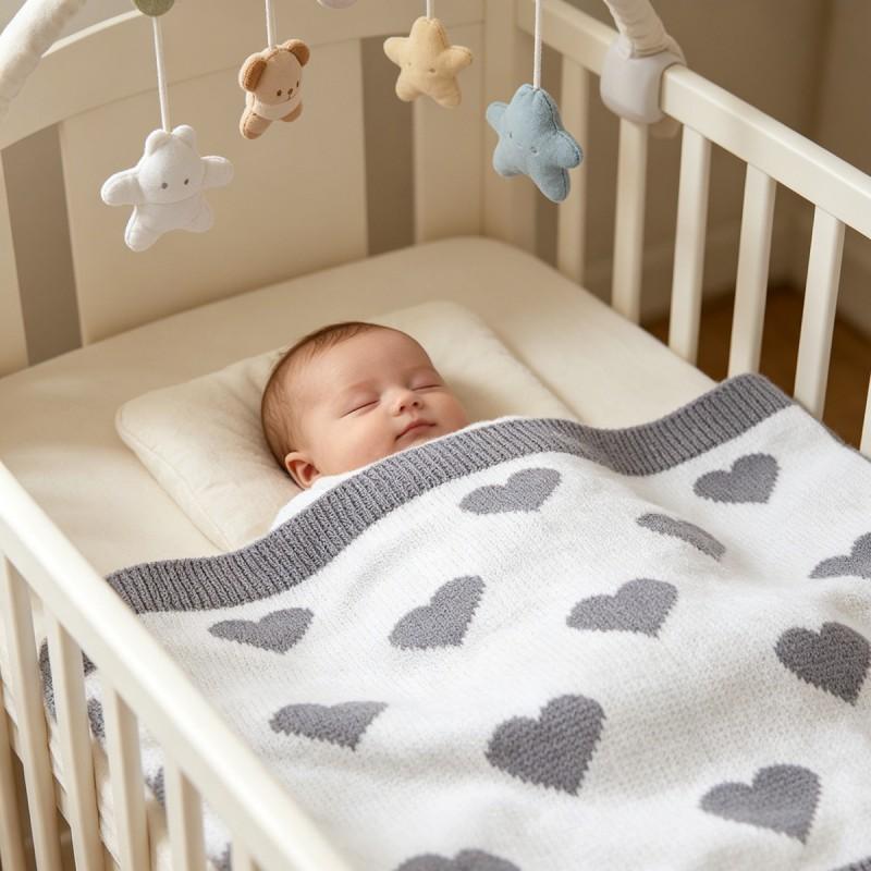 Soft Knitted Baby Love Heart Blanket Stroller Crib Car Seat Toddler Swaddle Wrap Lightweight Air Conditioner Throw