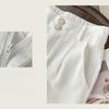New White Tencel Linen Wide-Leg Pants for Women, Summer Thin Anti-Wrinkle Cotton Linen Suit Pants, Draped Ice Silk Pants