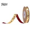 Shiny Printed Ribbon for Apple Wrapping Christmas Gold Foil Ribbon, Merry Decorative Fabric Gift Holiday Packing, Xmas Party Decorations Festive Wired