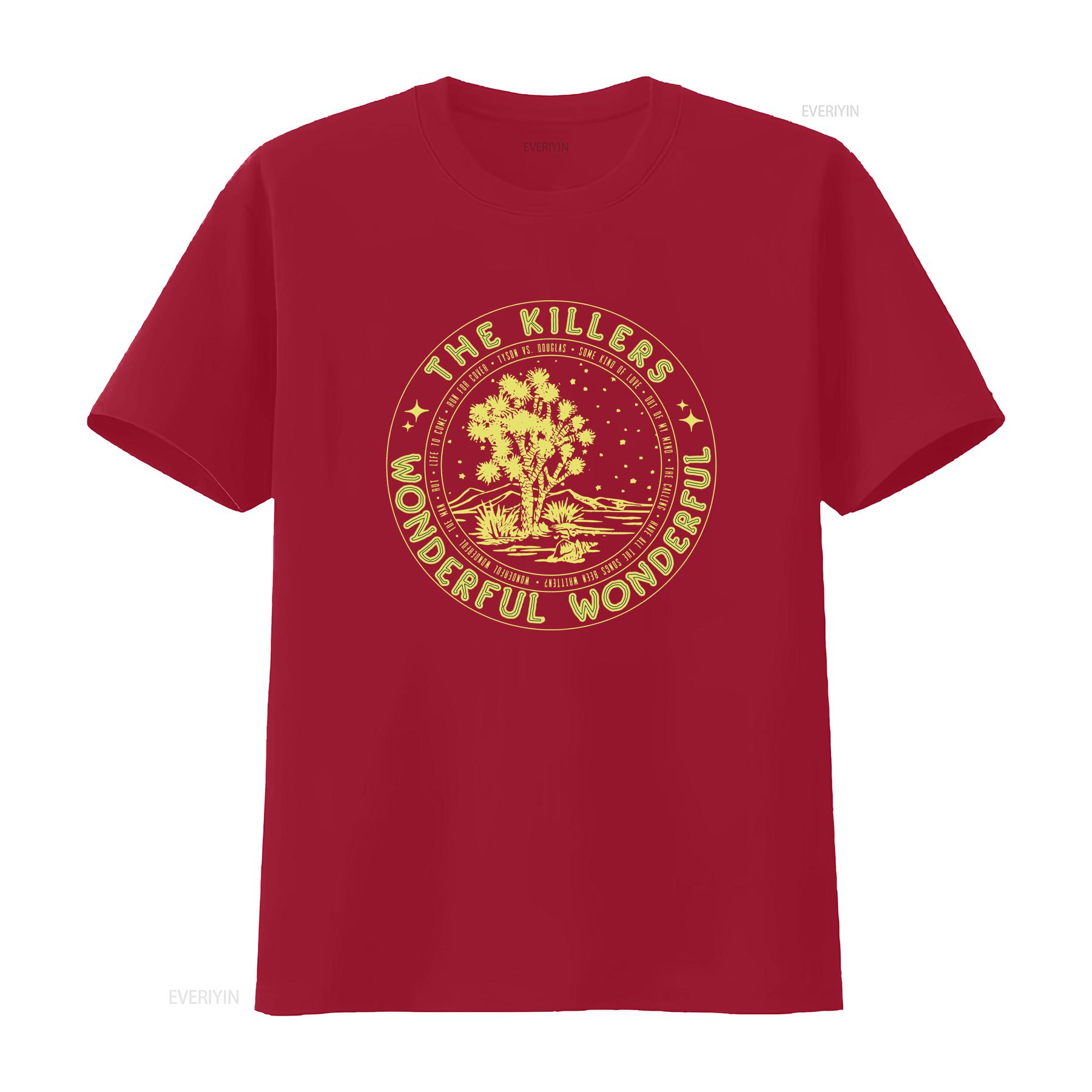 

The Killers Band Wonderful Tour Cotton T Shirt Full Size vintage Washed graphic Top For Everyday Wear Casual Soft homme Unisex S