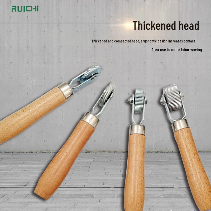 Wooden Handle Tire Repair Compaction Roller - 7mm Rubber Cold Patch Tool