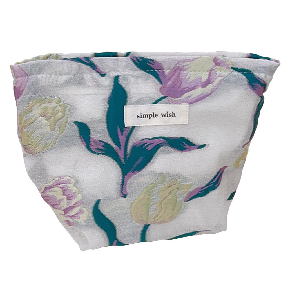 Tulip Pattern Mini Makeup Bag Canvas Portable Zipper Purse Cosmetic Pouch Storage Bag for Traveling,Swimming