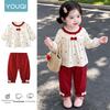Youqi Spring Autumn Girls' Baby Clothes: 1st Birthday Formal Dress & Two-Piece Set